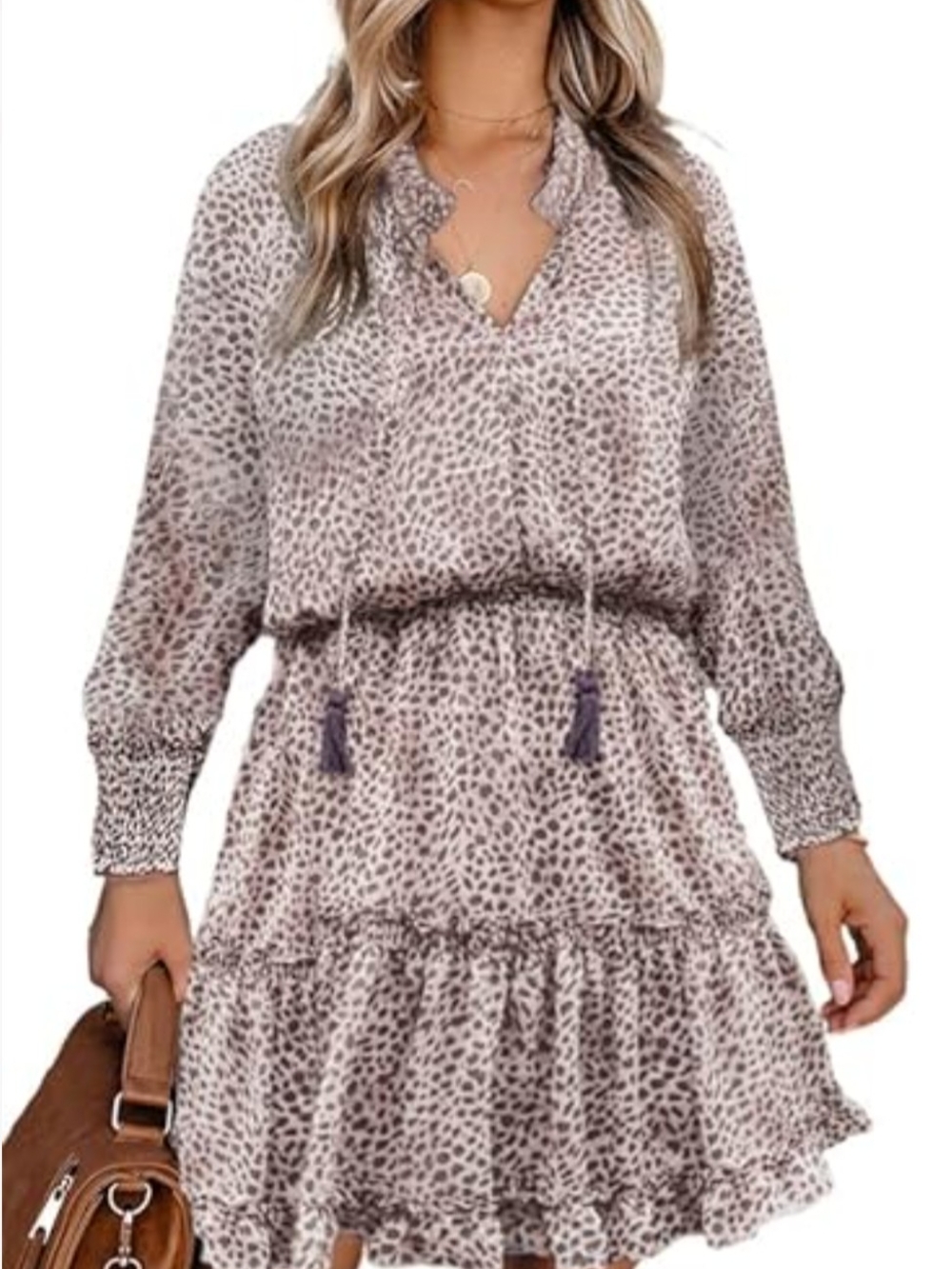 Express Brown White Leopard Print Mini Dress Sz XL
